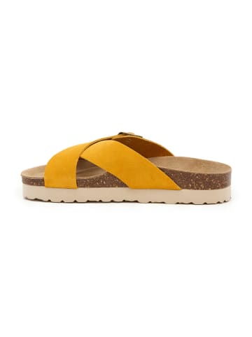 billowy Leren slippers geel