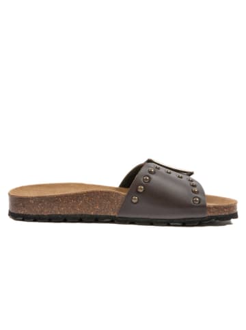 billowy Leren slippers bruin