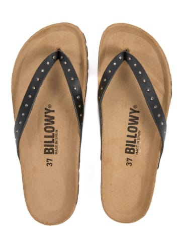 billowy Leren teenslippers zwart