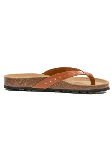 billowy Skórzane japonki w kolorze jasnobrązowym