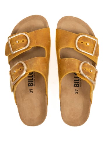 billowy Skórzane klapki w kolorze żółtym