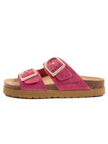 billowy Leren slippers fuchsia