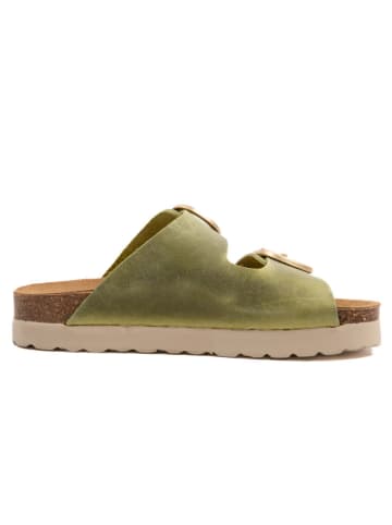 billowy Leren slippers groen