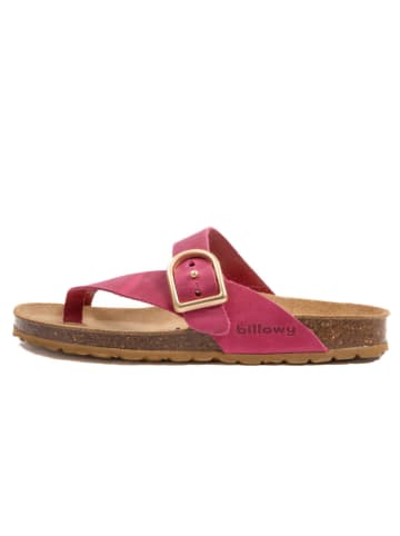 billowy Leder-Zehentrenner in Fuchsia