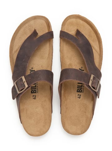 billowy Leren teenslippers bruin