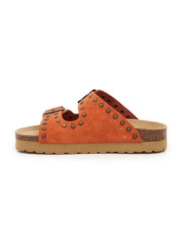 billowy Leder-Pantoletten in Orange
