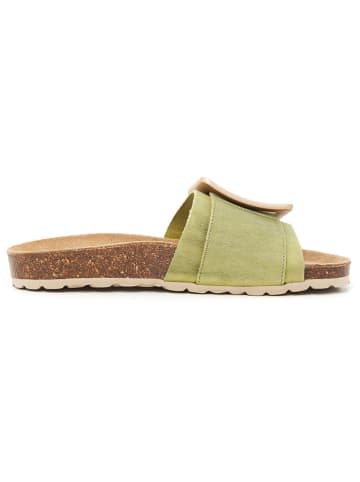 billowy Leren slippers groen