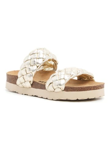 billowy Leder-Pantoletten in Gold