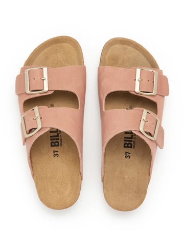 billowy Leder-Pantoletten in Rosa