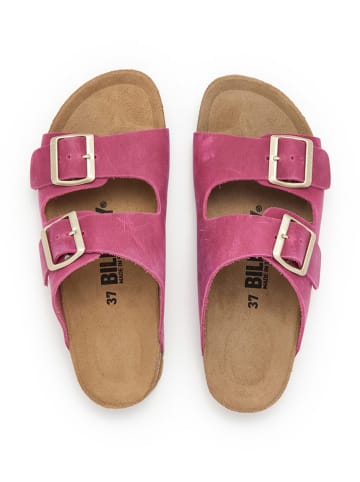 billowy Leder-Pantoletten in Pink