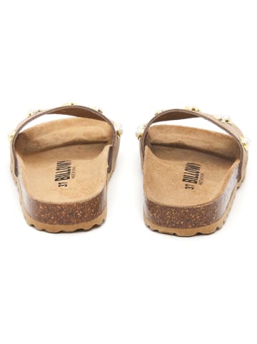 billowy Leren slippers bruin