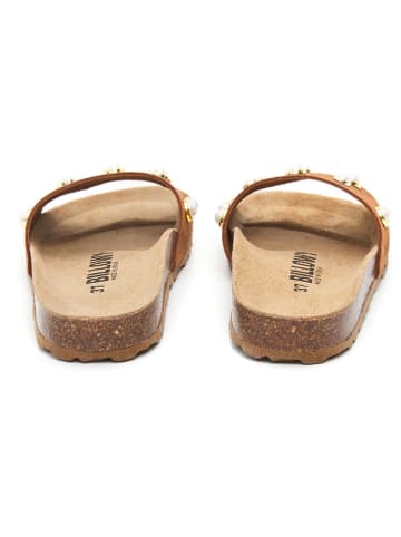 billowy Leren slippers lichtbruin