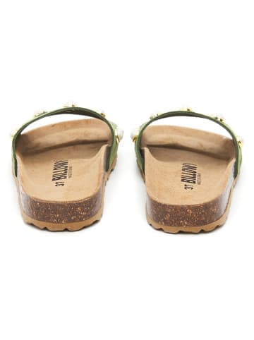 billowy Leren slippers groen