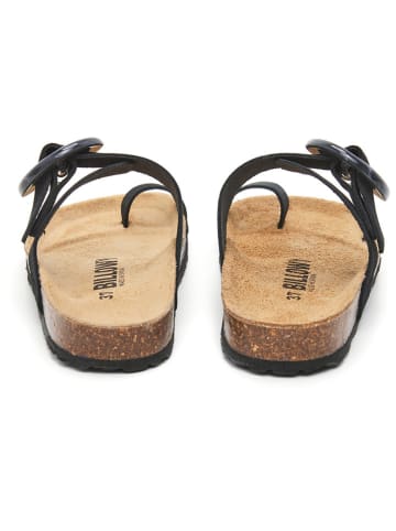 billowy Leren teenslippers zwart