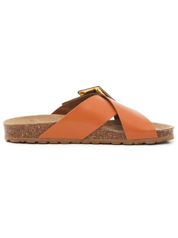 billowy Leren slippers lichtbruin