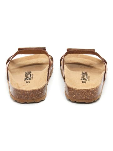 billowy Leren slippers lichtbruin