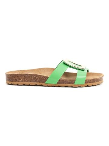 billowy Leren slippers groen