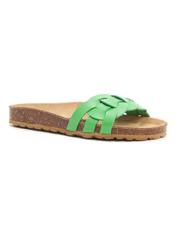 billowy Skórzane klapki w kolorze zielonym