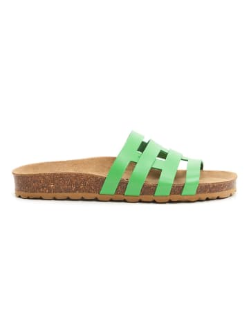 billowy Leren slippers groen
