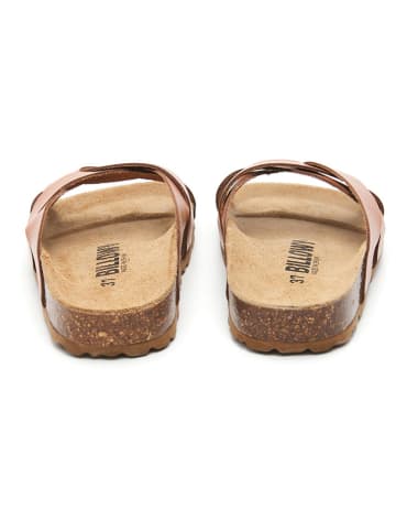 billowy Leren slippers lichtbruin