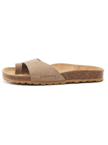 billowy Leren teenslippers bruin