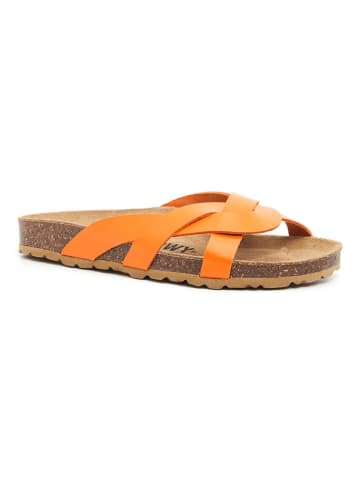 billowy Leder-Pantoletten in Orange