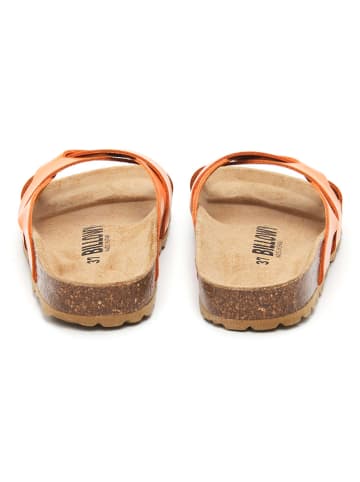 billowy Leder-Pantoletten in Orange