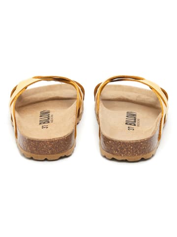 billowy Leren slippers geel