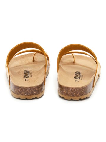 billowy Leren teenslippers geel