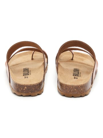 billowy Skórzane japonki w kolorze jasnobrązowym