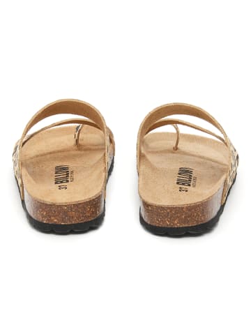 billowy Leren teenslippers lichtbruin