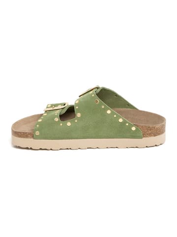 billowy Leren slippers groen
