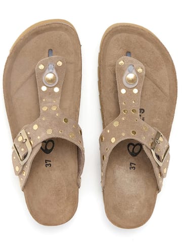 billowy Leren teenslippers lichtbruin