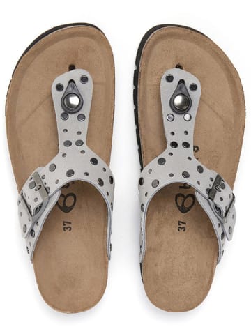 billowy Leder-Zehentrenner in Hellgrau