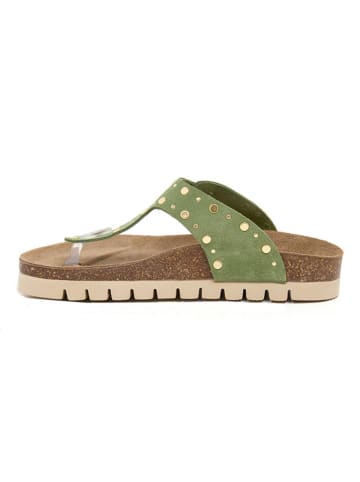 billowy Leren teenslippers groen