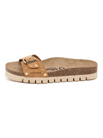 billowy Leren slippers lichtbruin