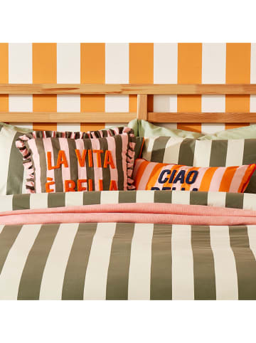 BELLA MAISON 4tlg. Bettwäscheset "Line" in Weiß/ Khaki