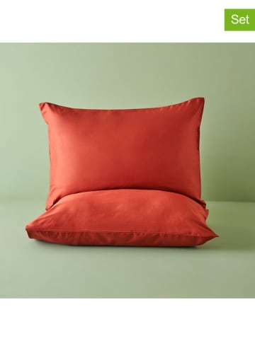 BELLA MAISON 2er-Set: Satin-Kissenhüllen "Supreme" in Orange - (L)50 x (B)70 cm