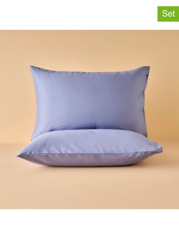 BELLA MAISON 2-delige set: satijnen kussenhoezen "Supreme" blauw - (L)50 x (B)70 cm