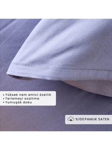 BELLA MAISON 2er-Set: Satin-Kissenhüllen "Supreme" in Blau - (L)50 x (B)70 cm