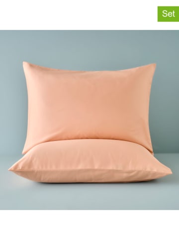 BELLA MAISON 2-delige set: satijnen kussenhoezen "Supreme" zalmroze - (L)50 x (B)70 cm