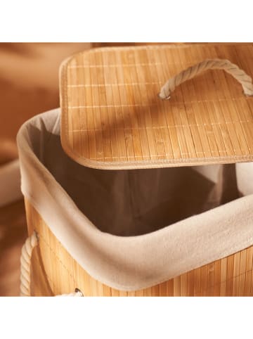 BELLA MAISON Wäschekorb ''Fonte'' in Beige - (B)40 x (H)61 x (T)30 cm