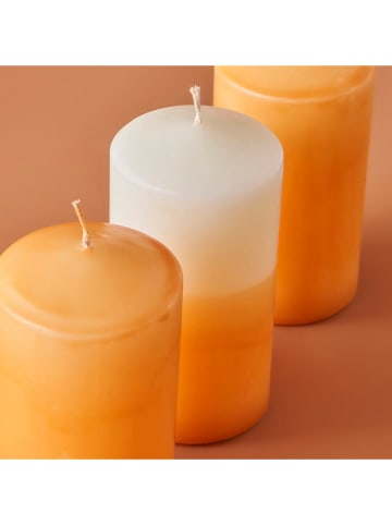 BELLA MAISON 3-delige set: stompkaarsen "Hill Baton Mum" oranje - (H)11 x  Ø 5 cm