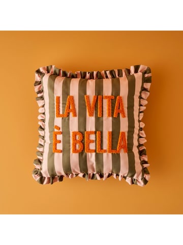 BELLA MAISON Kissenhülle in Hellrosa/ Khaki