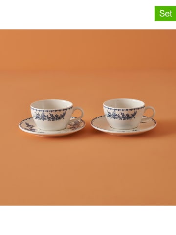 BELLA MAISON Filiżanki (2 szt.) w kolorze biało-niebieskim do kawy - 270 ml