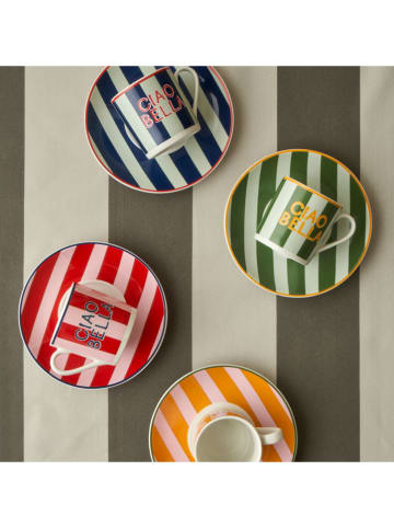 BELLA MAISON 2er-Set: Kaffeetassen "Line" in Rot/ Dunkelblau - 90 ml