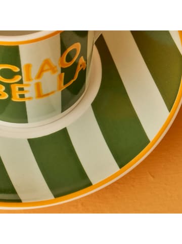 BELLA MAISON 2-delige set: espressokoppen "Line" wit/oranje/groen - 90 ml