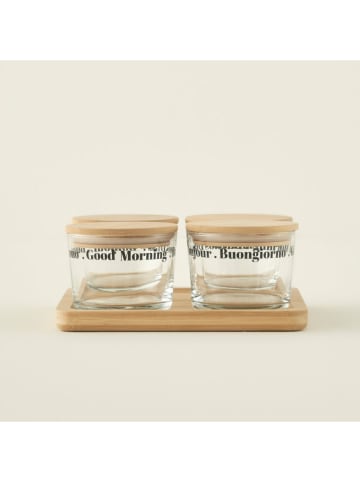 BELLA MAISON 5-delige ontbijtset "Buongiorno" transparant/lichtbruin