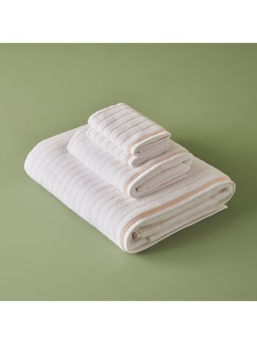 BELLA MAISON Handdoek "Belinda" wit/beige - (L)70 x (B)50 cm