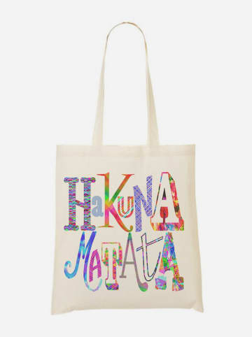 WOOOP Stoffbeutel "Hakuna Matata Color" in Creme/ Bunt - (B)36 x (H)43 cm